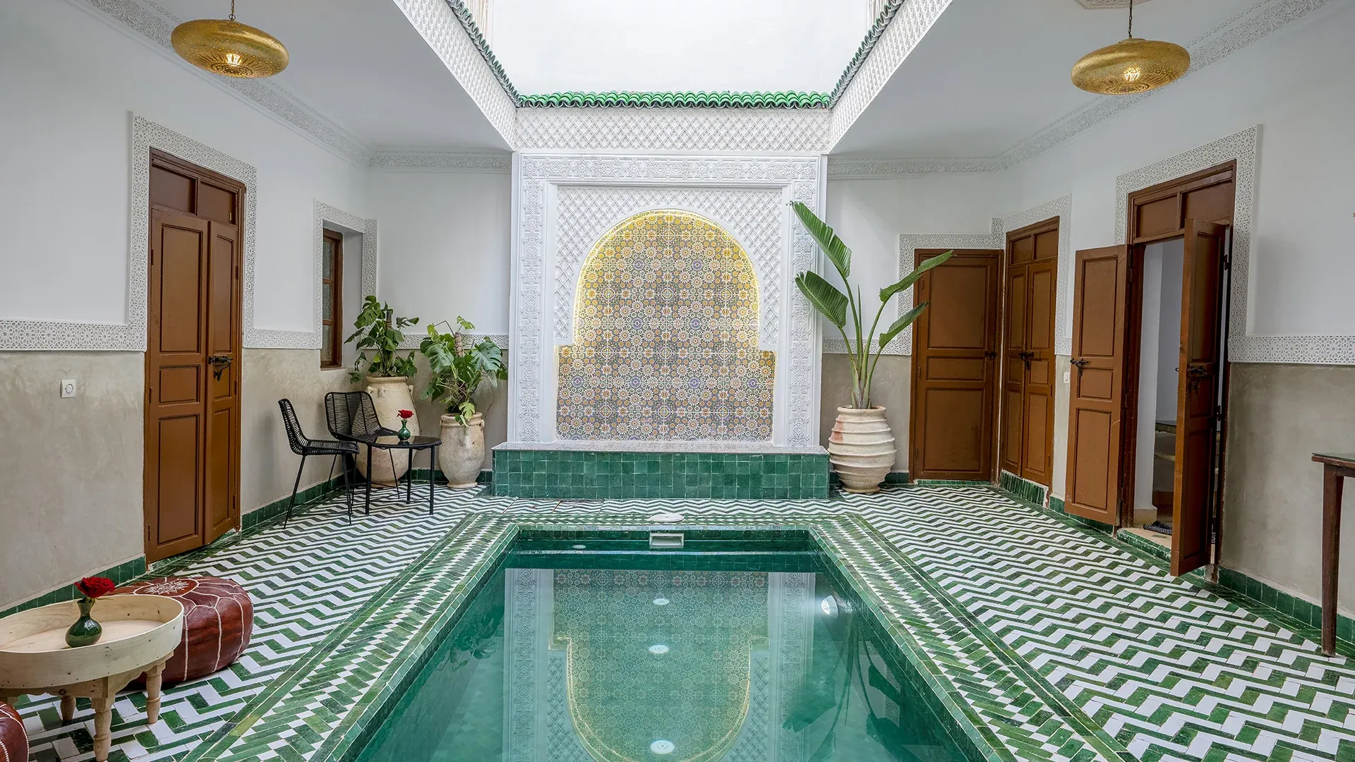Salon et patio du Riad Ilyan, Marrakesh